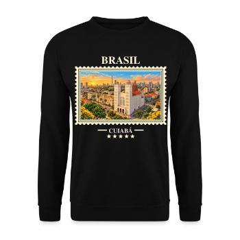 Brasilien Cuiabá Vintage Reisemarke - Unisex Pullover - Schwarz - Vorne - Alina (178cm) & Michal (187cm)