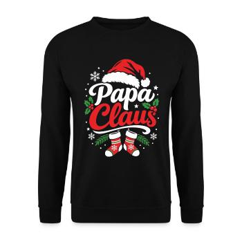 Papa Claus Weihnachtsdesign | Geschenk - Unisex Pullover - Schwarz - Vorne - Alina (178cm) & Michal (187cm)