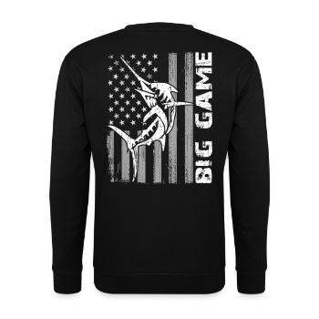 Jumping Marlin with US flag Deep Sea Fishing - Unisex Sweatshirt - black - Back - Michal (187cm)