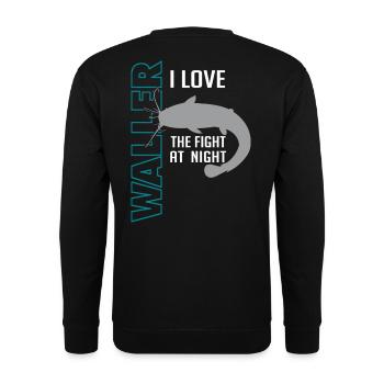 Waller fischen Nachtangeln Angler und Anglerin - Unisex Pullover - Schwarz - Hinten - Michal (187cm)