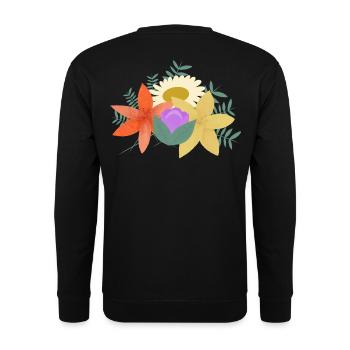 Frühlingsblüten Collage - Unisex Pullover - Schwarz - Hinten - Michal (187cm)