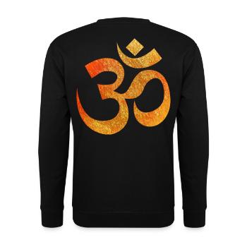 Om Symbol Textur Feuerorange - Unisex Pullover - Schwarz - Hinten - Michal (187cm)