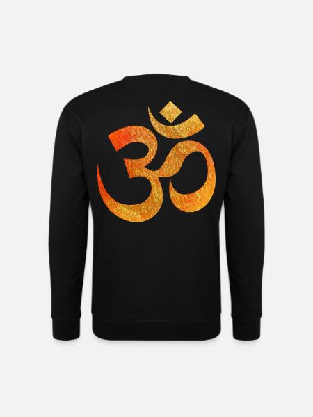 Om Symbol Textur Feuerorange - Unisex Pullover - Schwarz