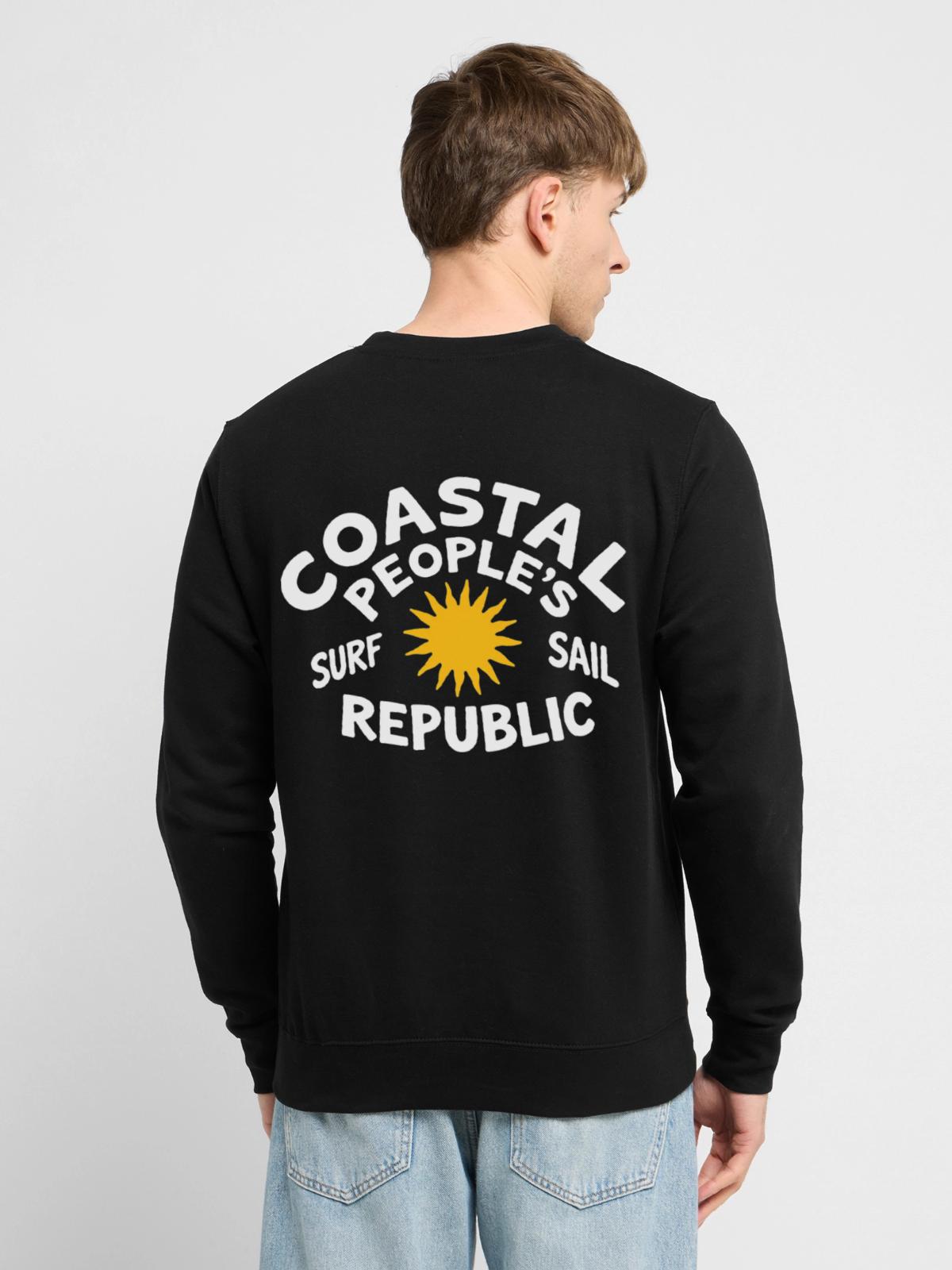 Logo Côte Surf Soleil République - Unisex Pullover - Schwarz - Hinten - Michal (187cm)