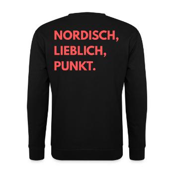 Auf den Punkt PINK - Unisex Pullover - Schwarz - Hinten - Michal (187cm)