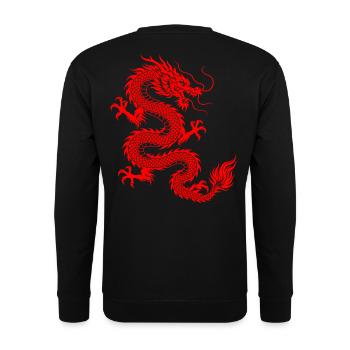 Rote chinesische Drachen-Silhouetten-Kunst - Unisex Pullover - Schwarz - Hinten - Michal (187cm)