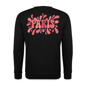 París Rosé Splash Pop-Art - Unisex Pullover - Schwarz - Hinten - Michal (187cm)