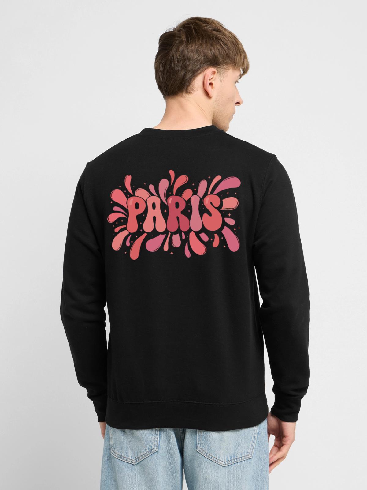 París Rosé Splash Pop-Art - Unisex Pullover - Schwarz - Hinten - Michal (187cm)