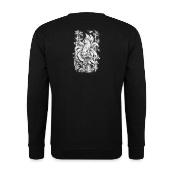 Japanese Kitsune – Nine-Tailed Fox Spirit - Unisex Pullover - Schwarz - Hinten - Michal (187cm)