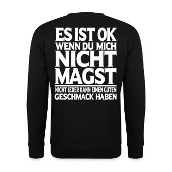 Lustiger Spruch Es ist OK wenn du mich nicht magst - Unisex Pullover - Schwarz - Hinten - Michal (187cm)