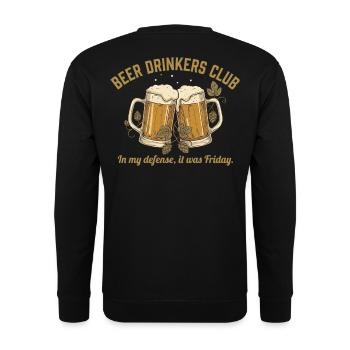 BEER DRINKERS CLUB Bier Spruch Witzig - Unisex Pullover - Schwarz - Hinten - Michal (187cm)