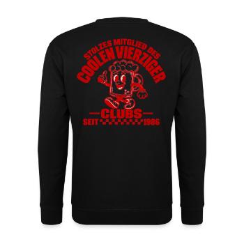 40er Club 1986 – Stolzer Jahrgang - Unisex Pullover - Schwarz - Hinten - Michal (187cm)