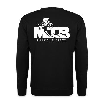 MTB Schmutzige Trails - Unisex Pullover - Schwarz - Hinten - Michal (187cm)