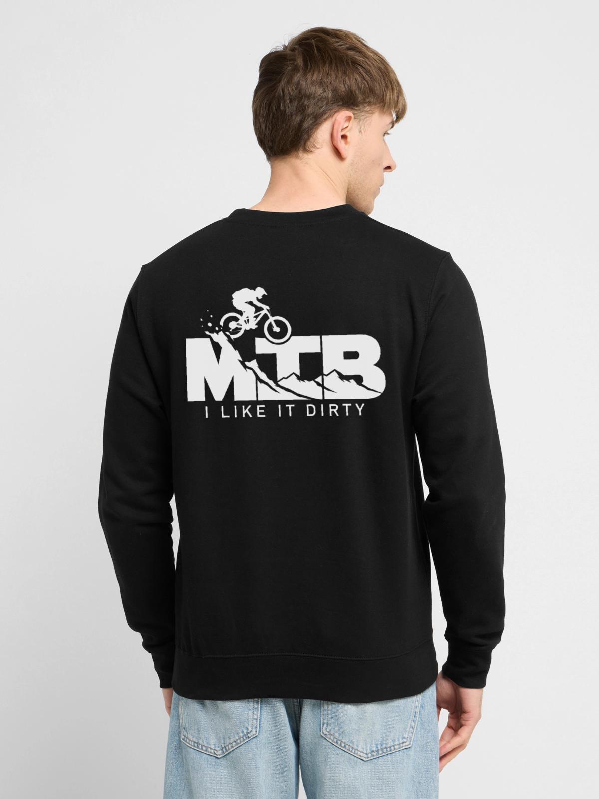 MTB Schmutzige Trails - Unisex Pullover - Schwarz - Hinten - Michal (187cm)