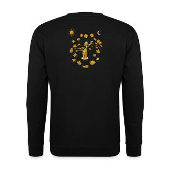 Goldkatze im Blütenkreis - Unisex Pullover - Schwarz - Hinten - Michal (187cm)