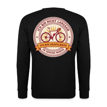 Gravelbiker im Genussmodus - Unisex Pullover - Schwarz - Hinten - Michal (187cm)