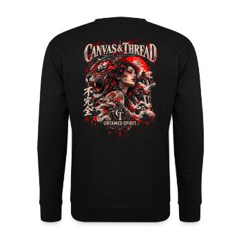 Ungezähigte Seele: Tiger-Göttin - Unisex Pullover - Schwarz - Hinten - Michal (187cm)