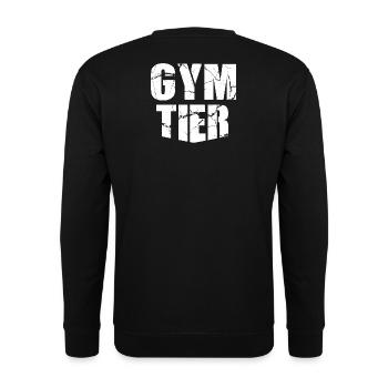 Gymtier Bodybuilding Gym Fitness Tier Rückenmotiv - Unisex Pullover - Schwarz - Hinten - Michal (187cm)