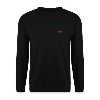 Pinker Wolf bestickt - Unisex Pullover - Schwarz - Vorne - Alina (178cm) & Michal (187cm)