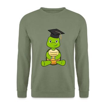 Graduation Turtle - Unisex Pullover - Armeegrün - Vorne - Alina (178cm) & Michal (187cm)