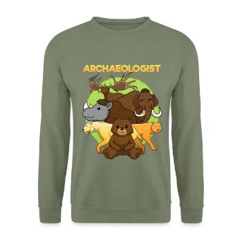 Ice Age Animals Stone Age Mammoths - Unisex Pullover - Armeegrün - Vorne - Alina (178cm) & Michal (187cm)