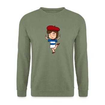 French Girl Französin Francais - Unisex Pullover - Armeegrün - Vorne - Alina (178cm) & Michal (187cm)