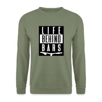 MOUNTAINBIKE life behind bars - Unisex Pullover - Armeegrün - Vorne - Alina (178cm) & Michal (187cm)