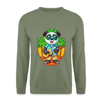 Lustige Panda Sommer Strand Sonnenbrille Hawaiianisch - Unisex Pullover - Armeegrün - Vorne - Alina (178cm) & Michal (187cm)