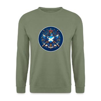 Scotland Logo - Unisex Pullover - Armeegrün - Vorne - Alina (178cm) & Michal (187cm)