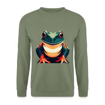 Frog Cartoon Character Colorful Pet Animal - Unisex Sweatshirt - army green - Front - Alina (178cm) & Michal (187cm)