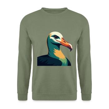 Albatross Zeichentrickfigur Buntes Haustier Tier - Unisex Pullover - Armeegrün - Vorne - Alina (178cm) & Michal (187cm)