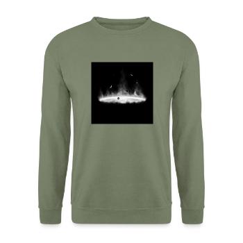 Nebulae Feuer-Silhouette auf Dunkelgrau - Unisex Pullover - Armeegrün - Vorne - Alina (178cm) & Michal (187cm)