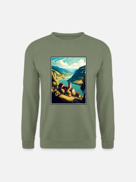 Wachautal Österreich Vintage Reiseposter WPA - Unisex Pullover - Armeegrün