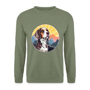 Braque Auvergne Hunderasse Cartoon Kawaii Watercolo - Unisex Pullover - Armeegrün - Vorne - Alina (178cm) & Michal (187cm)
