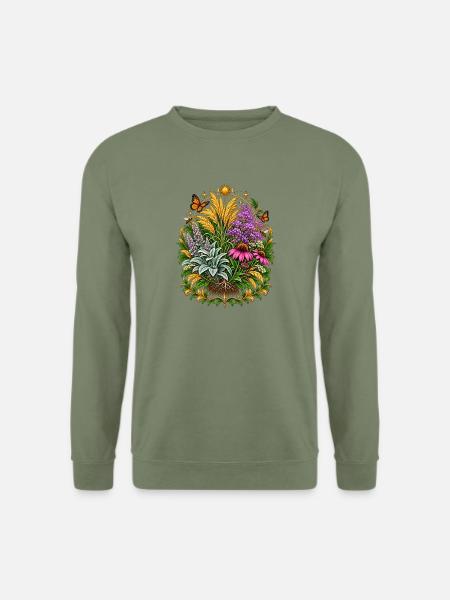 Sonnenmond Blumenkranz - Unisex Pullover - Armeegrün