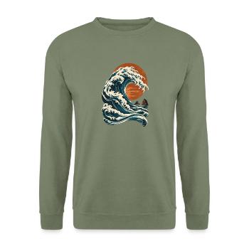 Meereswelle - Unisex Pullover - Armeegrün - Vorne - Alina (178cm) & Michal (187cm)