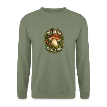 Moospilz Glücksbanner - Unisex Pullover - Armeegrün - Vorne - Alina (178cm) & Michal (187cm)