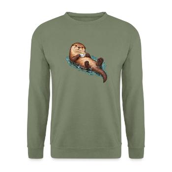 Teepausenotter - Unisex Pullover - Armeegrün - Vorne - Alina (178cm) & Michal (187cm)