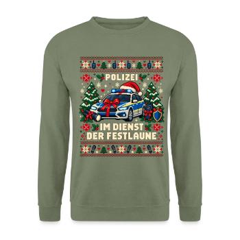 Polizei - Im Dienst der Festlaune - Unisex Pullover - Armeegrün - Vorne - Alina (178cm) & Michal (187cm)