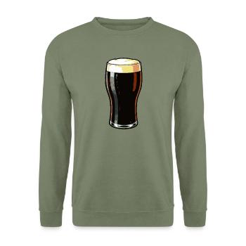 Dunkles Bierglas Motiv - Unisex Pullover - Armeegrün - Vorne - Alina (178cm) & Michal (187cm)
