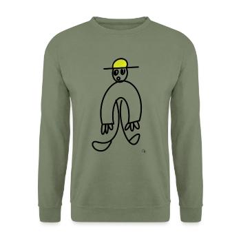 Oha Männchen / Holy Moly Man - Unisex Pullover - Armeegrün - Vorne - Alina (178cm) & Michal (187cm)