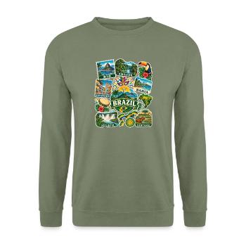 Brasilien Reisesticker - Unisex Pullover - Armeegrün - Vorne - Alina (178cm) & Michal (187cm)