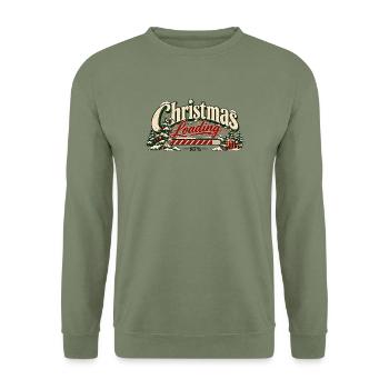 Christmas Loading – Retro Weihnachten - Unisex Pullover - Armeegrün - Vorne - Alina (178cm) & Michal (187cm)