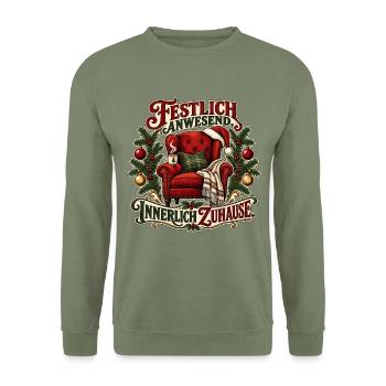 Innerlich zuhause - Unisex Pullover - Armeegrün - Vorne - Alina (178cm) & Michal (187cm)