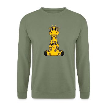 Giraffe - Unisex Pullover - Armeegrün - Vorne - Alina (178cm) & Michal (187cm)