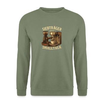 Siebträger Geschenk für die erste Espressoecke - Unisex Pullover - Armeegrün - Vorne - Alina (178cm) & Michal (187cm)