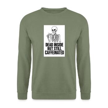 Tot Innen Doch Koffeinfest - Unisex Pullover - Armeegrün - Vorne - Alina (178cm) & Michal (187cm)