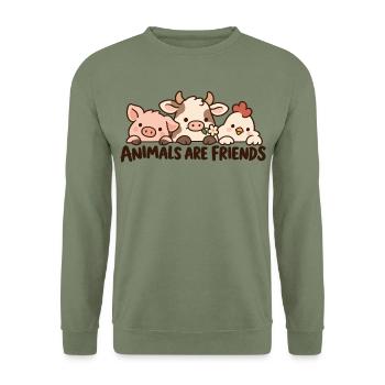 Animals Are Friends Farm Animals - Unisex Pullover - Armeegrün - Vorne - Alina (178cm) & Michal (187cm)