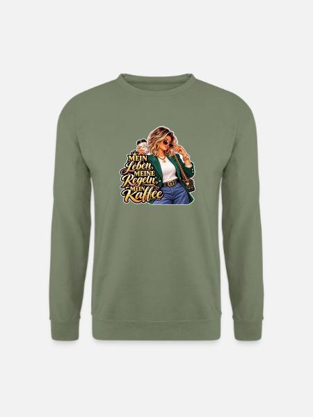 Mein Leben, Meine Regeln, Mein Kaffee - Unisex Pullover - Armeegrün