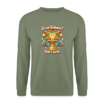 Ugly Christmas Party Veteran Glühwein Humor - Unisex Pullover - Armeegrün - Vorne - Alina (178cm) & Michal (187cm)